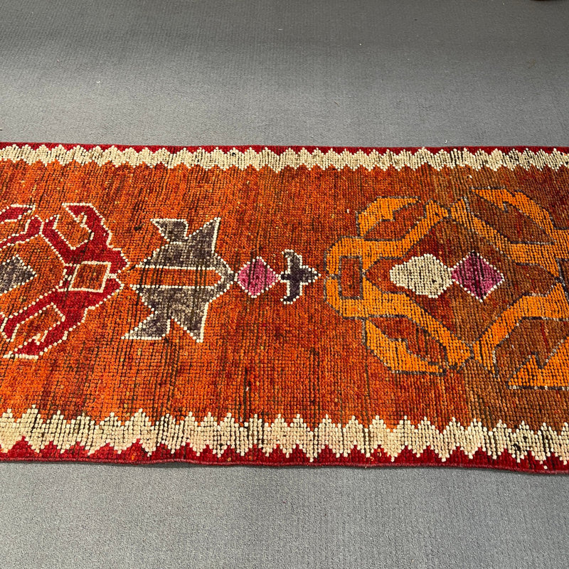 Tapis kilim en laine orange 34,3 x 123,6 pouces
