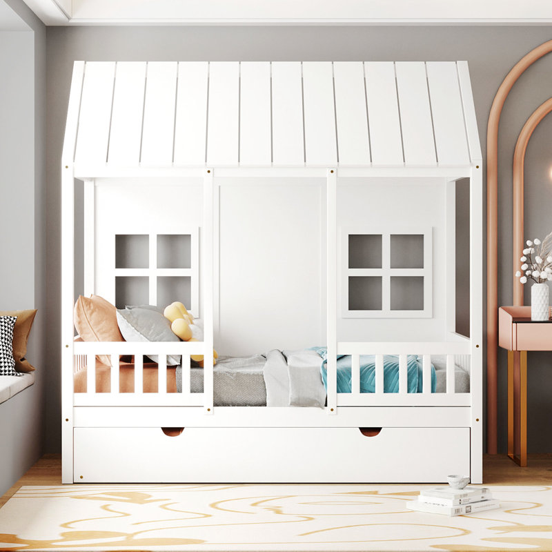 White Twin Size Wooden Daybed With Trundle - Playful And Stylish