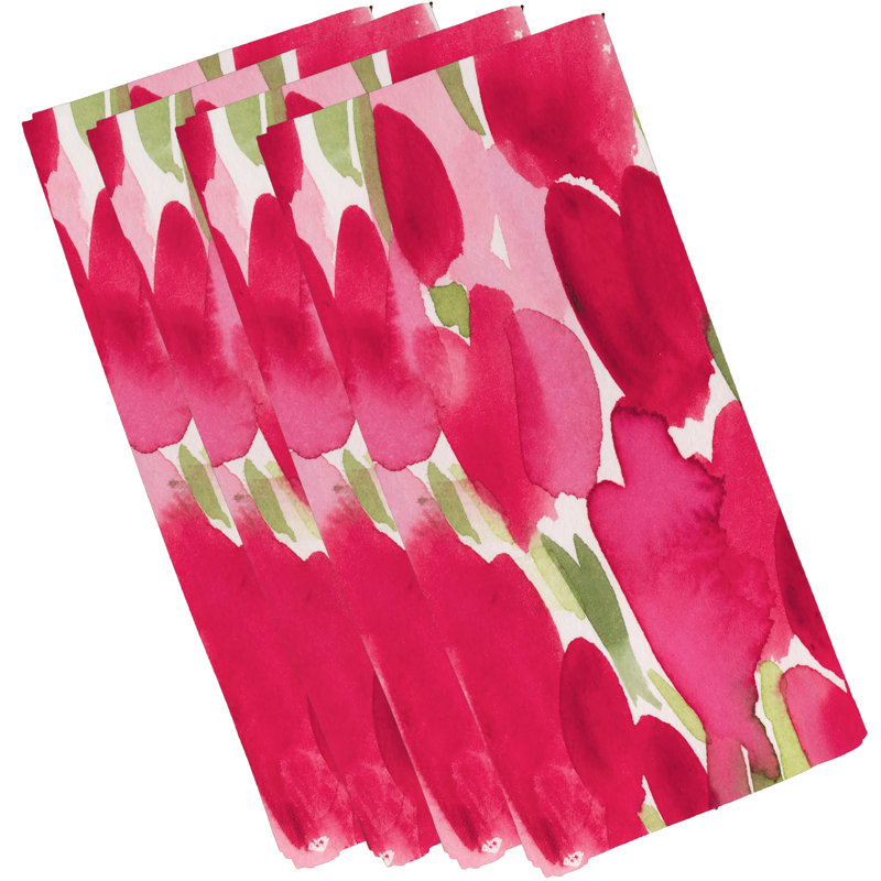 Ensemble de serviettes en coton 4 pièces Tulip Blossom, Rouge