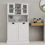 Grande armoire de salle de bain à deux compartiments avec panier à linge inclinable et 2 tablettes réglables - blanc-1982879465