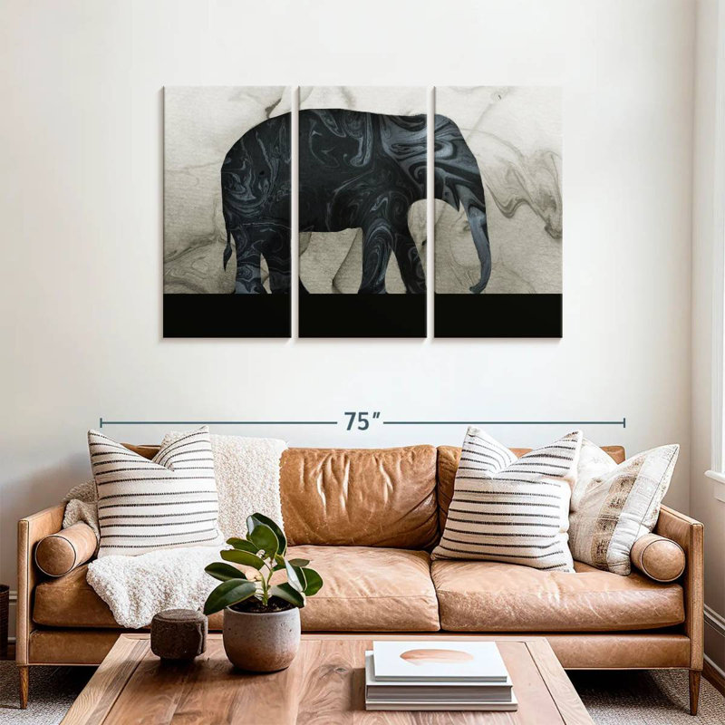 Abstract Elephant Silhouette, 36" H x 57" W