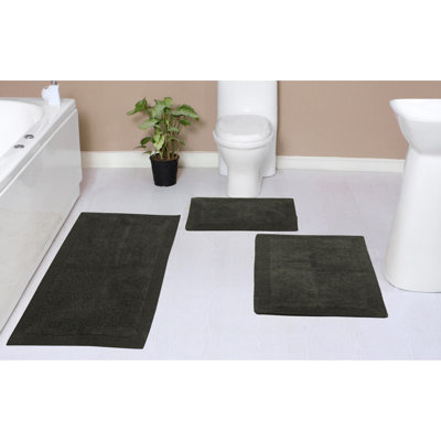 Tapis pour salle de bain réversible 100% coton bruxellois (ensemble de 3)