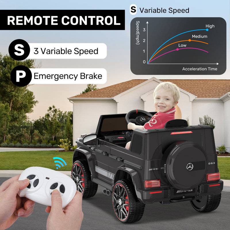 ARBELI 12 Volt 1 Seater All-Terrain Vehicles Battery Powered Ride On Toy with Remote Control, Black