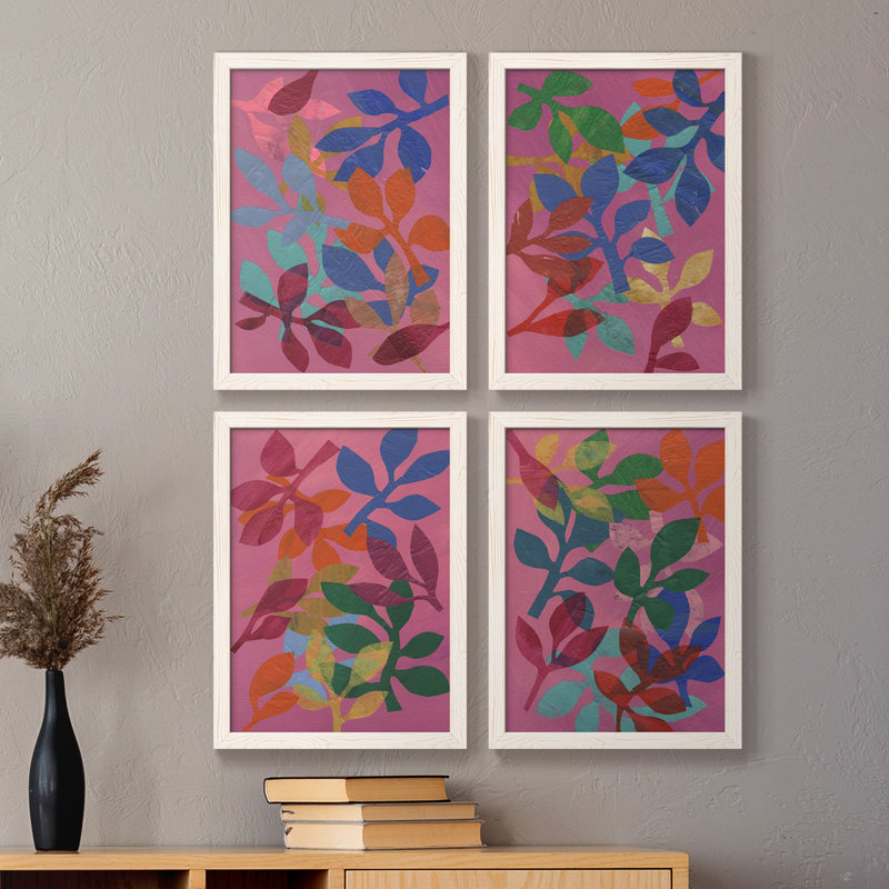 «Vivid Stems I», ensemble de 4 reproductions sur toiles encadrées, H 43,5 po x l 31,5 po x P 1 po, Blanc