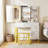 4 Drawer Vanity Dresser Set with Sliding LED Mirror, 3 Color Lighting, Built-in Charging Station, Open Shelf and PU Stool, Modern Makeup Dresser for Bedroom-1886017880