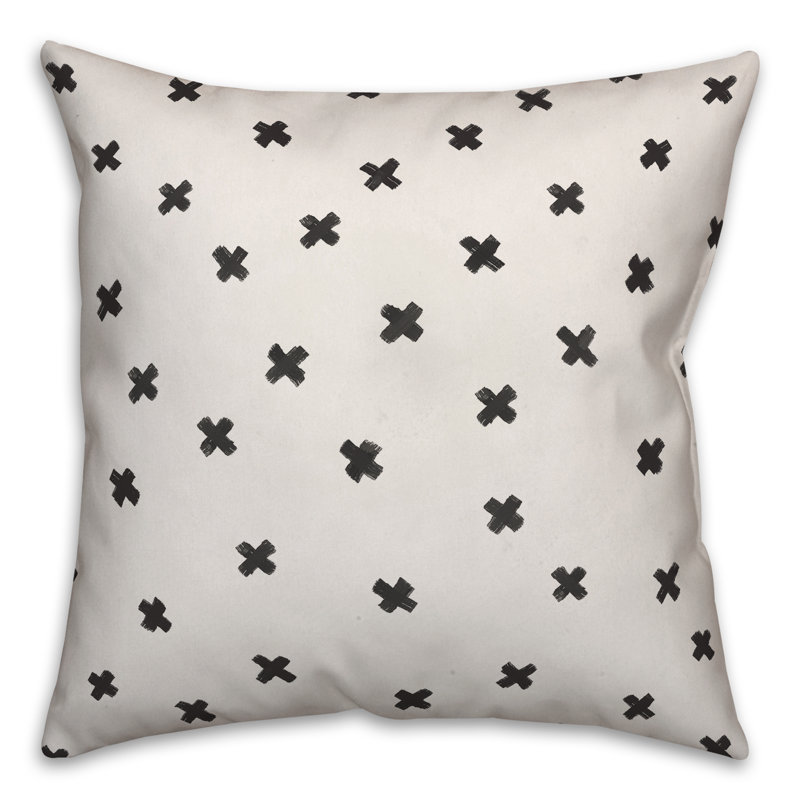 Polka Dots Reversible Throw Pillow, 16" x 16", White/Black Geometric 2
