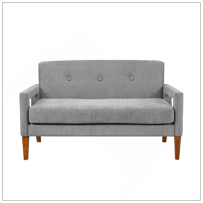 Modern Living Room Causeuse Grey Chenille Upholstery Pocket Coils, Gris