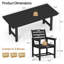 Ensemble de salle à manger de patio pour 4 personnes avec trou pour parasol, table rectangulaire de L 66,4 po avec 4 chaises pour patio, jardin, porche, piscine