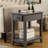 Grey Rectangular Table With Open Shelf Beneath Bottom For Storage Leg On Lower