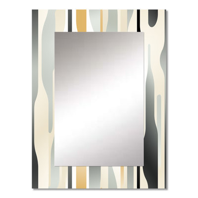 Edite Neutral Space - striped  Wall Mirror, Striped, Abstract Decorative Mirror, Printed Metal Art