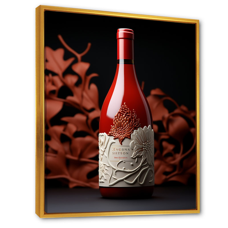 Rouge sangria esprit vin - art mural vin, Cadre flottant doré, 20" H x 12" W
