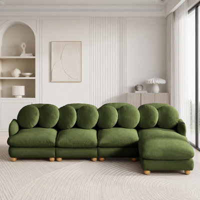 Modular Sectional Sofa with Chenille Upholstery and Movable Ottoman
