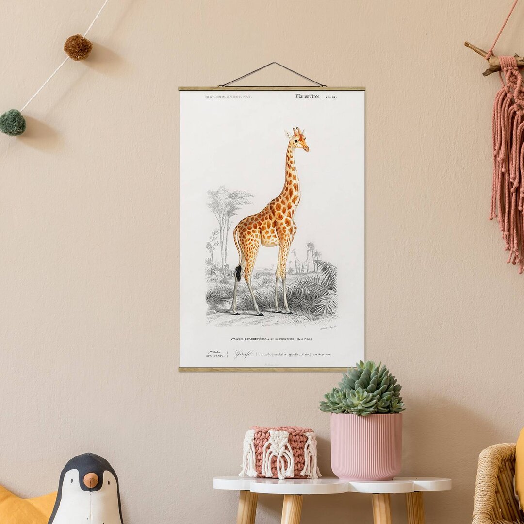 Stoffbild Vintage Bildungstafel Giraffe