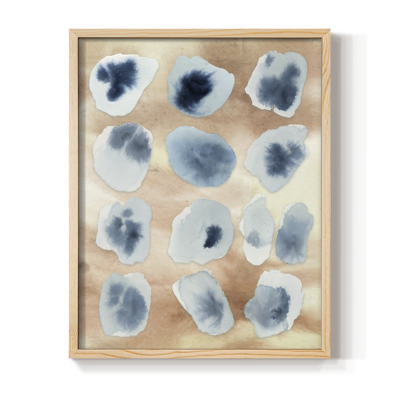 «Tile Serenity Fragments I», reproduction encadrée - bois massif, Encadré naturel, H 11 po x l 9 po