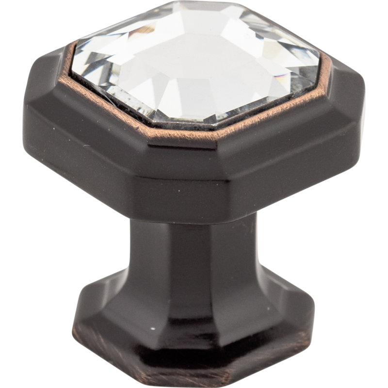 Crystal Emerald 1 1/8" Length Geometric Knob, Tuscan Bronze
