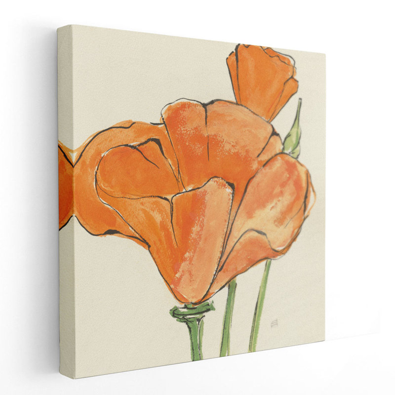 «Sunshine Poppy IV», reproduction d'art sur toile, H 40 po x l 40 po