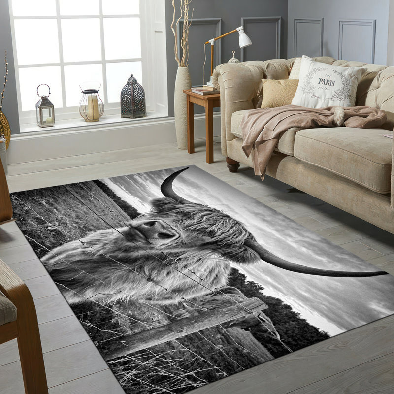 Floral Elegance Non-Woven Thin Type Printed Rug Bringing Sophistication to Your Living Space, Rectangle 5'11" x 9'2"