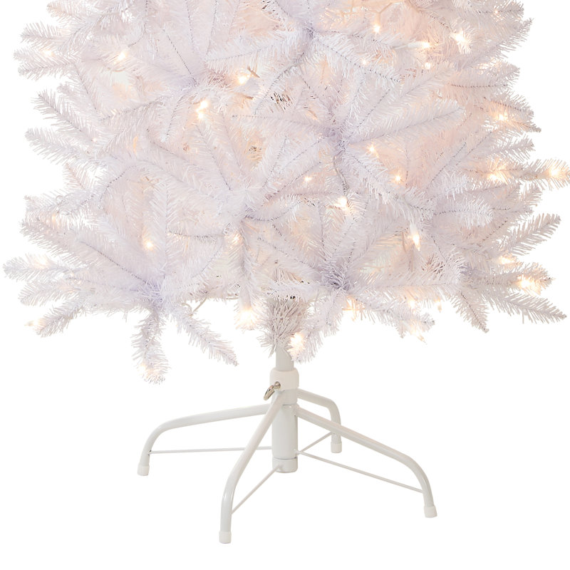 Slender White Realistic Artificial Fir Christmas Tree with Lights, 6.5'
