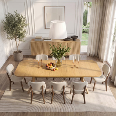 Ensemble de table de salle à manger extensible en placage de bois de 78 à 96 po avec chaises rembourrées avec cadre en bois massif