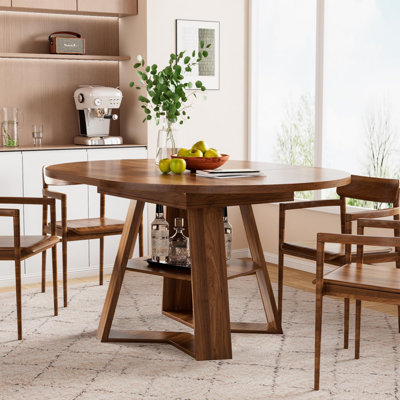 Table de salle à manger extensible ronde 43,3 "à 59" pour 2 à 8 personnes avec rangement