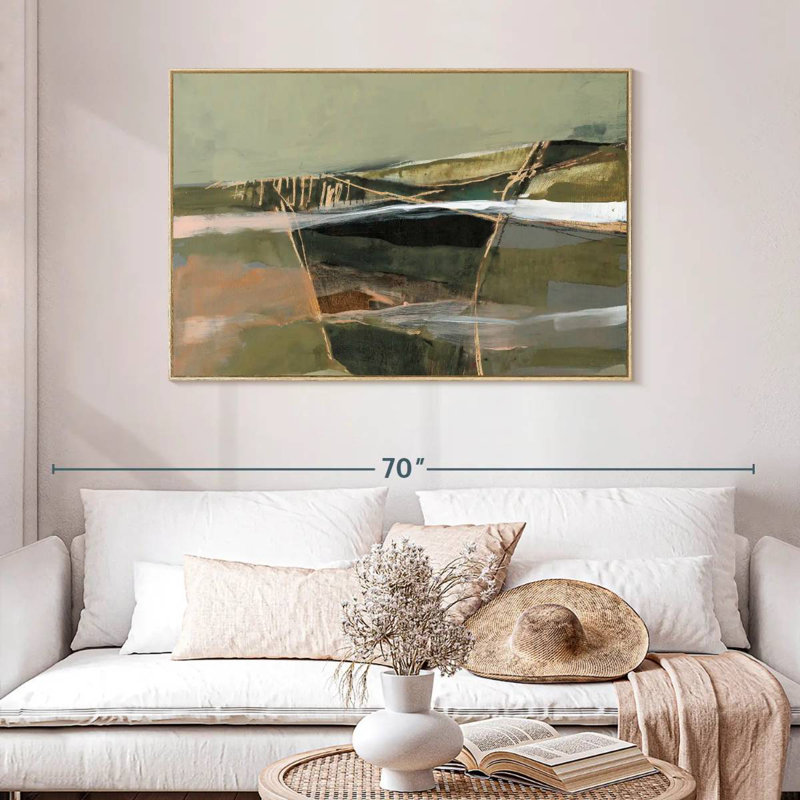 Horizon réfracté I, Cadre flottant en bois naturel, 46 po x 31 po