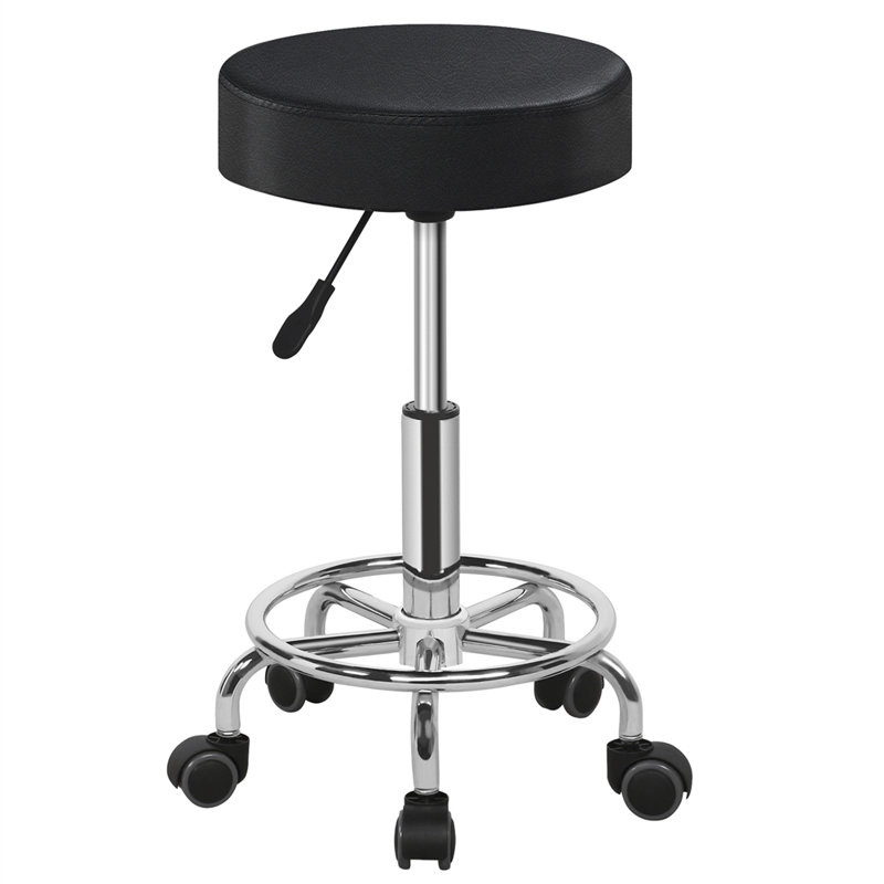 Valmar Adjustable Height Active Stool with Footring and Wheels, Black