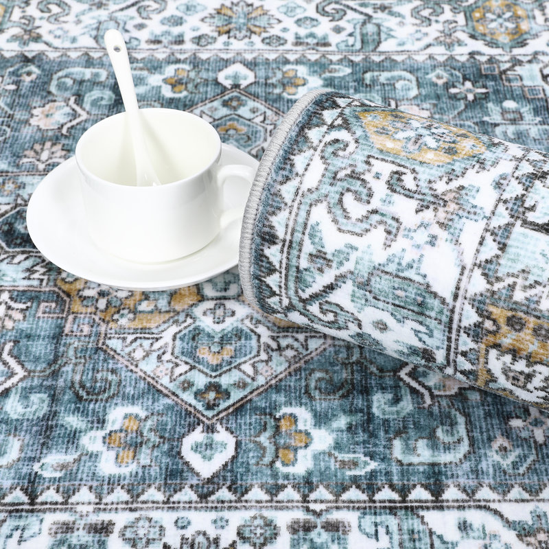 Shiann Washable Oriental Indoor Rug, Rectangle 5' x 7'
