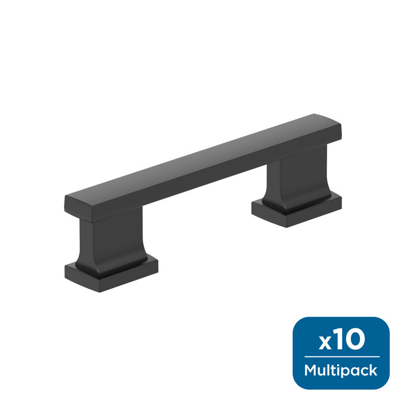 Triomphe 3 inch (76mm) Center-to-Center Matte Black Cabinet Pull - 10 Pack, Matte Black