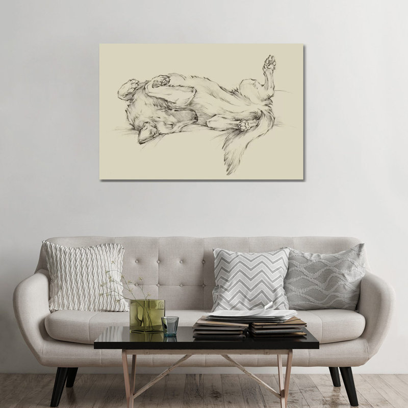 «Dog Tired I» par Ethan Harper - reproduction d'art, H 32 po x l 48 po x 1,5 po, Pas de tapis, Toile tendue