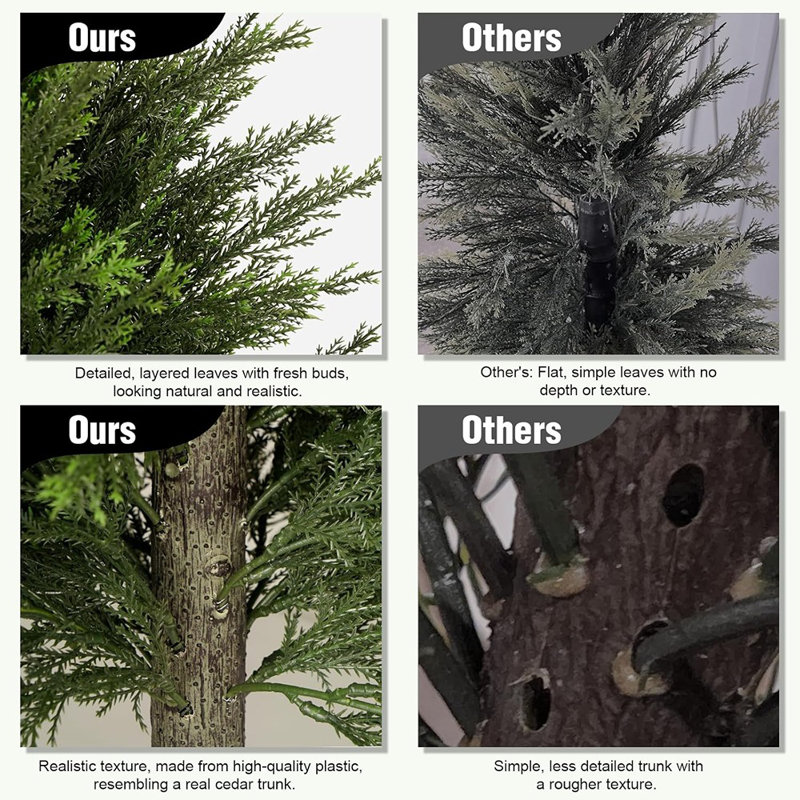 Artificial Cedar Trees Set Of 2, Realistic Faux Evergreen To...