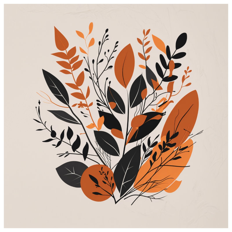 Feuilles tendues sur toile tendue - Décoration murale florale en plusieurs tailles, 11 x 14 pouces