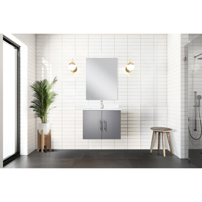 24 po L 22 po x P 38 po Meuble-lavabo gris foncé pour salle de bain - 18 rétroviseurs de rangement riches en miroir entièrement assemblés 24 po x 22 po x 18 po avec compartiment de rangement