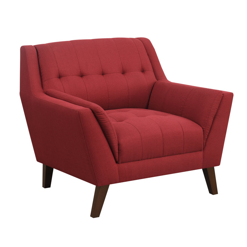 Fauteuil en polyester touffeté de 94,99 cm de large Javarris, Sang rouge