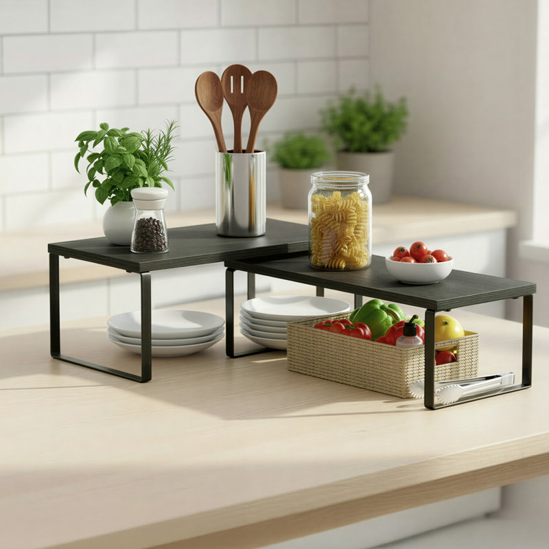 Ensemble de 2 organisateurs de tablettes extensibles, comptoir de cuisine et support à épices pour garde-manger et armoire