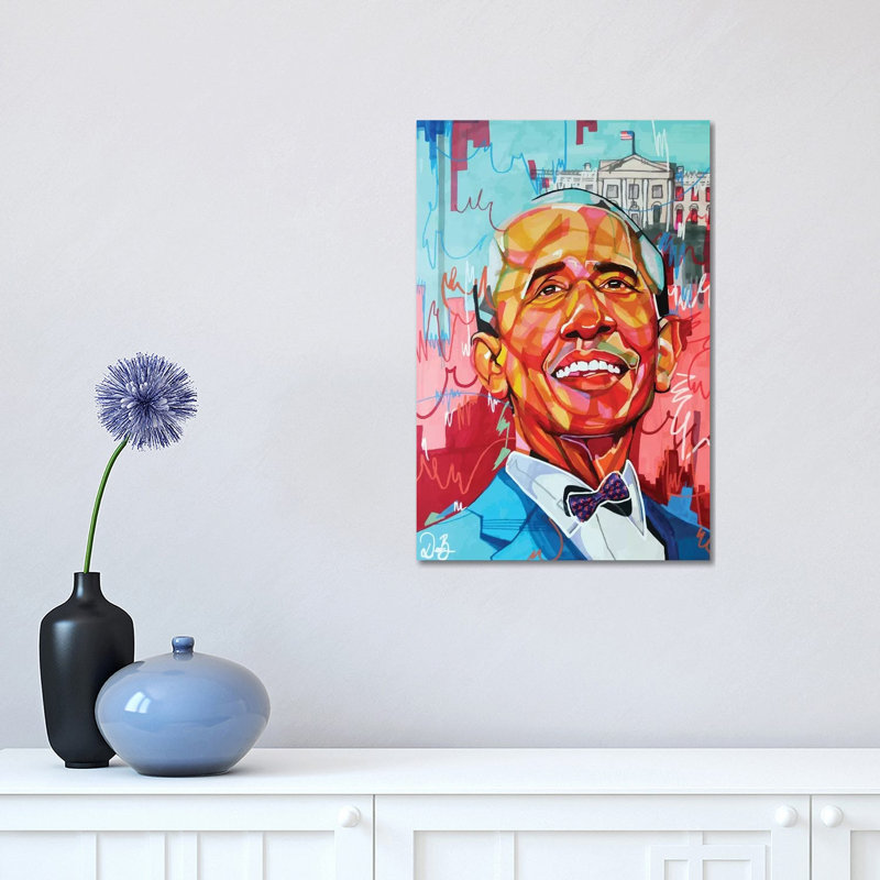 Barack Obama - impression d'art graphique, Pas de tapis, Toile tendue, H 18 po x l 12 po x 1,5 po