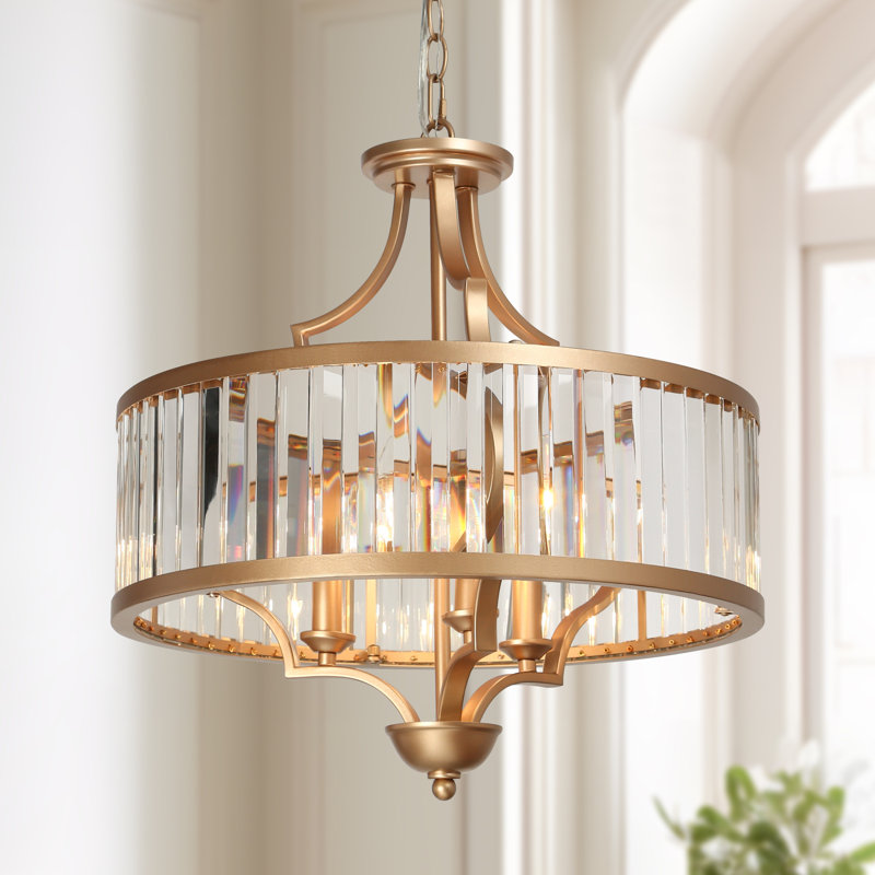 Lustre cylindrique en cristal à 3 lumières à intensité variable Eryca certifié UL