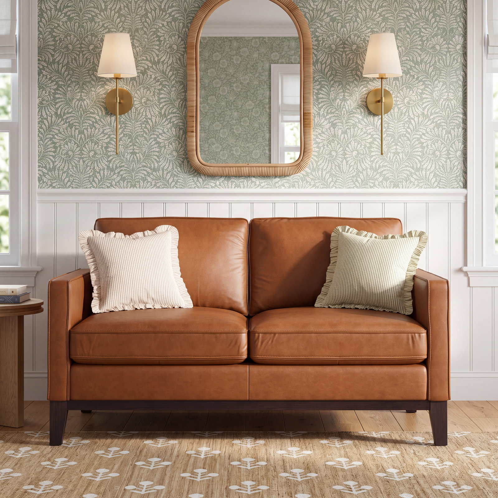 Cascades 59'' Upholstered Loveseat, Chestnut Genuine Leather