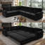 Canapé-lit de 118 po en L avec lit escamotable, canapé-lit convertible surdimensionné avec garniture cloutée et accoudoirs roulés, canapé modulaire rembourré en chenille, pour le salon, noir-133096088