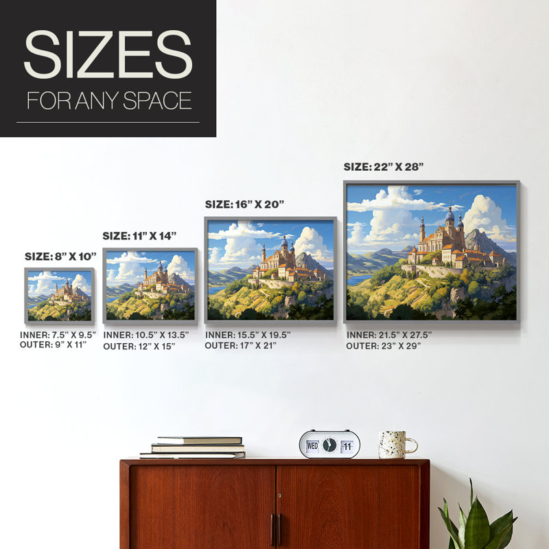 Landscape Series-C -Framed Print - Restickable, 16" H x 20" W, Gray