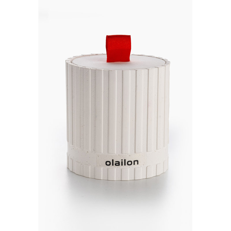 Elegant Amber Scented Candle in Concrete Holder, 3.1 x 3.3 inches | Premium Paraffin & Soya Blend, White & Red Design | Perfect for Home Decor, Relaxation & Gifts | Long-Lasting Fragrance & Stylish Aesthetic