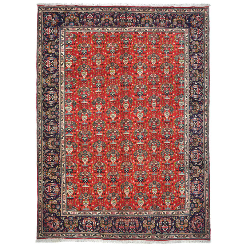 Tapis oriental rouge et orange unique 10X13 One-of-a-Kind