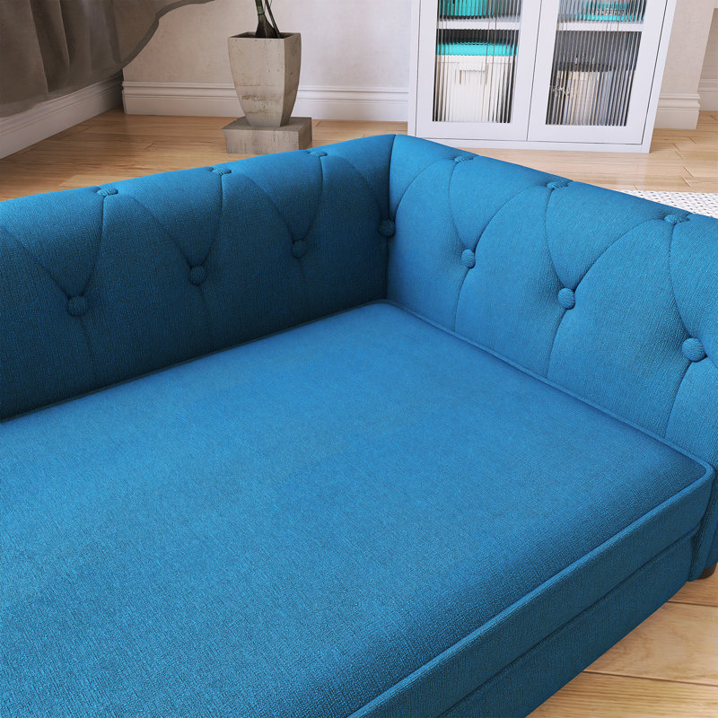 Lit pour chien élégant et rectangulaire pour petits et moyens chiens, Bleu
