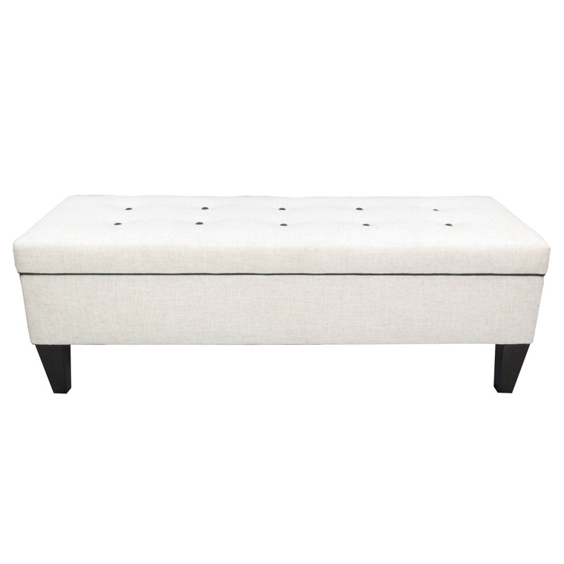 Conyers Polyester Blend Upholstered Storage Bench, Magnolia