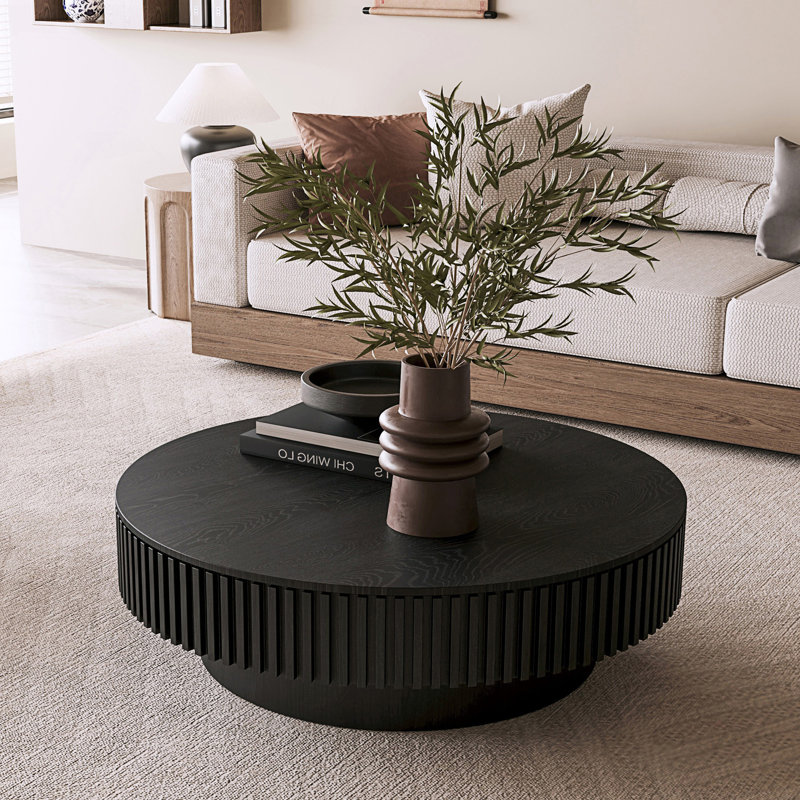 Modern Round Coffee Table With Storage, Center Table