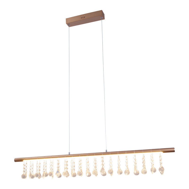 Adrienna 1-Light Kitchen Island Modern Linear LED Pendant, Gold