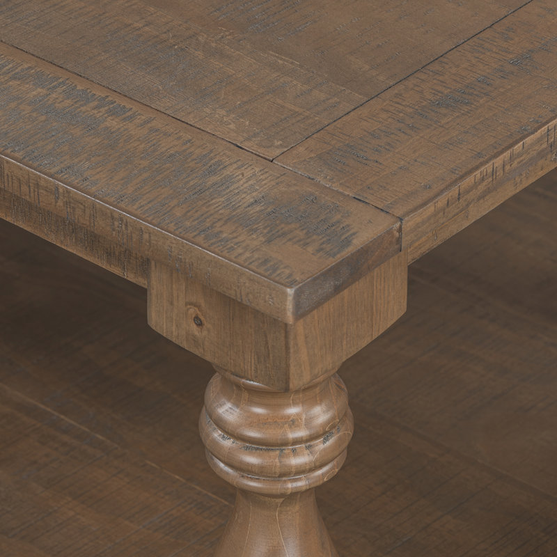 Table basse à deux niveaux avec plateau en bois 43,5 "x l 28" pour salon, Brun