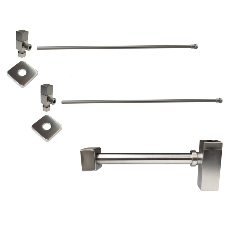 Ensemble d'alimentation pour évier sur piédestal Westbrass avec robinets d'arrêt à angle 1/4 de tour, Nickel satiné
