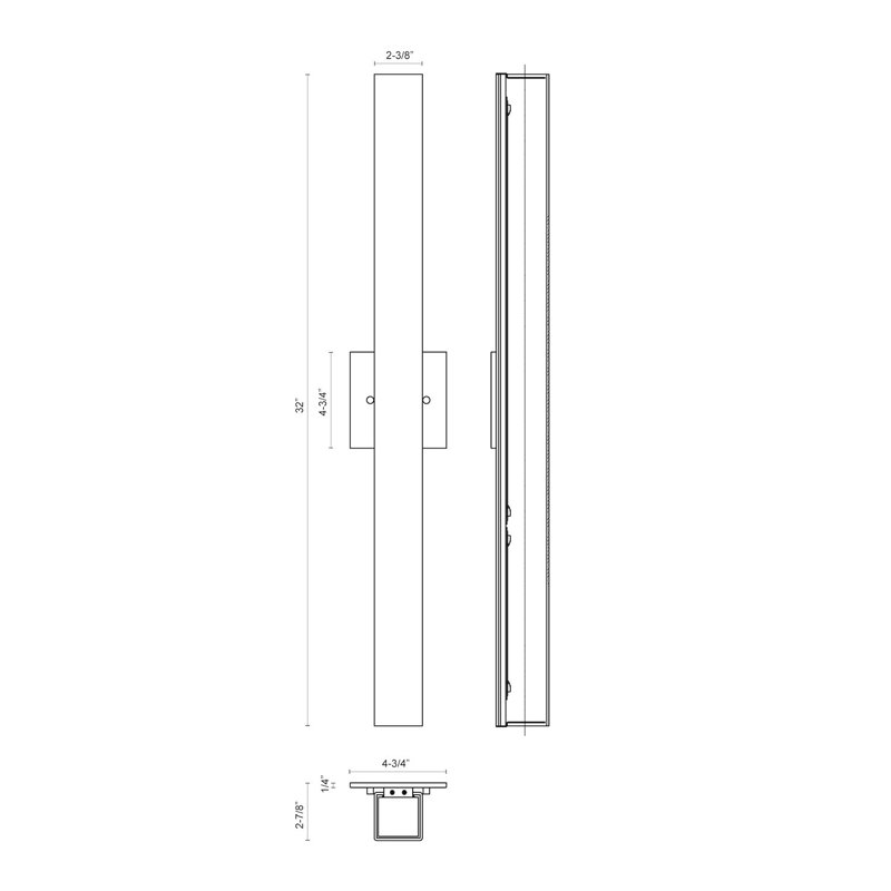 Melville 1 - Light LED Wallchiere, Brushed Nickel, 32" H x 4.75" W x 2.875" D