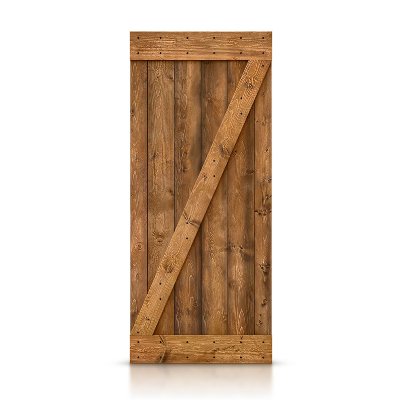 Porte de grange en bois lambrissé, 36 po x 84 po, Noyer