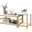White Coffee Table , Faux Marble & Steel Construction, Living Area Room , Steel, Storage Included,